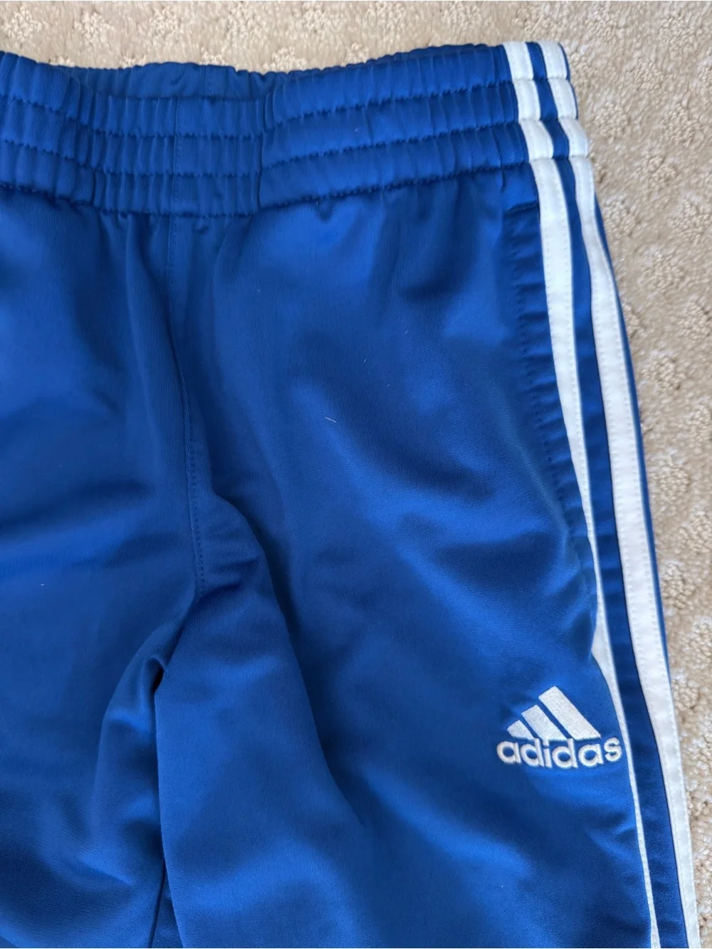 adidas Royal Blue Kids Joggers with White Side Stripes